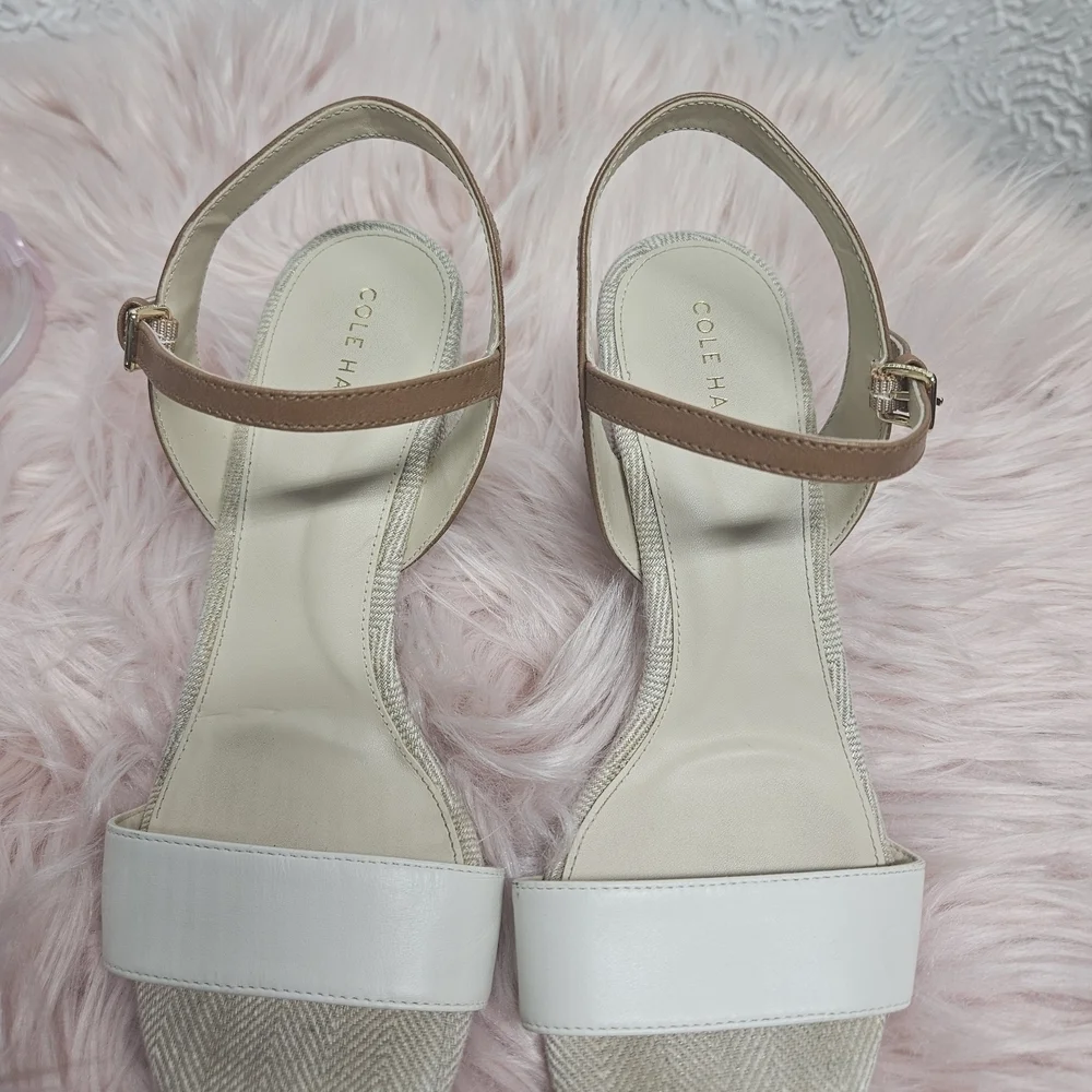 Elegant White and Tan Women's Sandals